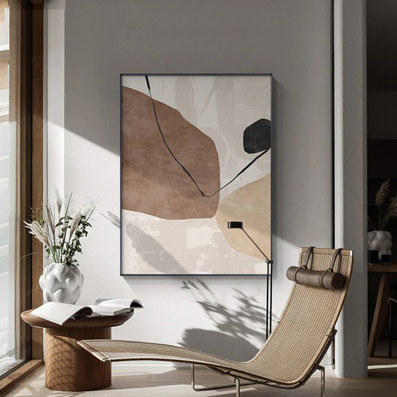 Neutral Tones Brown Beige Abstract Canvas Wall Art Unframed