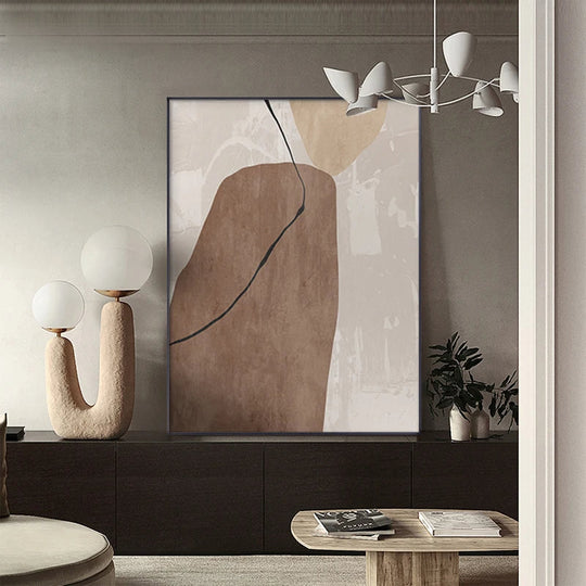 Neutral Tones Brown Beige Abstract Canvas Wall Art Unframed