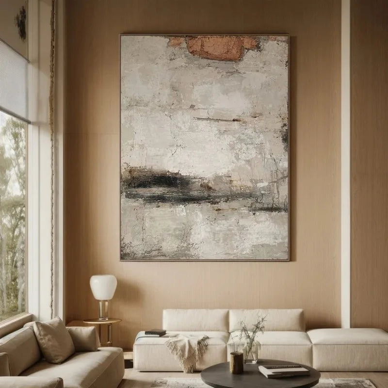 Neutral Rustic Vintage Abstract Canvas Wall Art Print