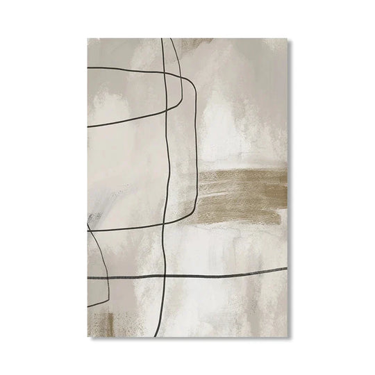 Beige Gray Black Scandinavian Abstract Canvas Wall Art