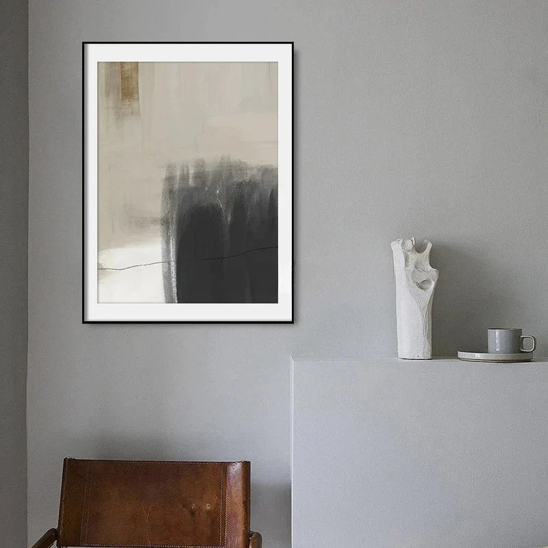 Beige Gray Black Scandinavian Abstract Canvas Wall Art