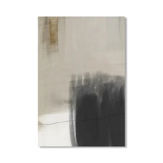 Beige Gray Black Scandinavian Abstract Canvas Wall Art