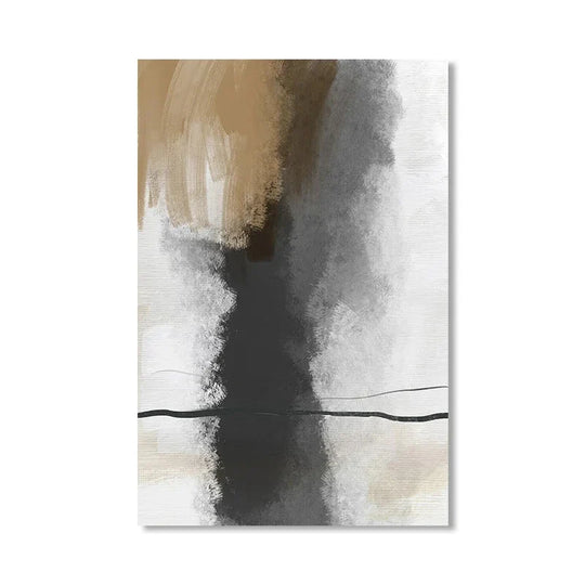 Beige Gray Black Scandinavian Abstract Canvas Wall Art