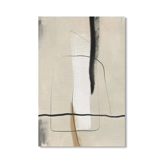 Beige Gray Black Scandinavian Abstract Canvas Wall Art