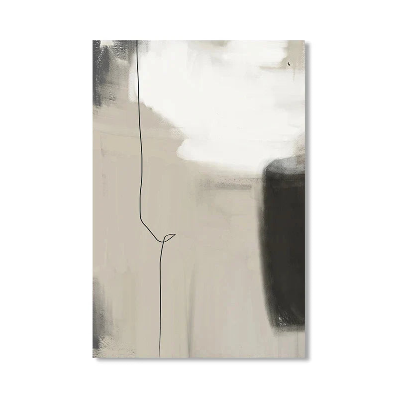 Beige Gray Black Scandinavian Abstract Canvas Wall Art