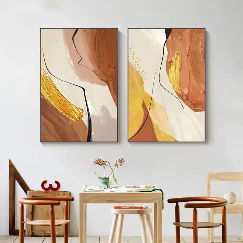 Abstract Yellow Beige Terracotta Canvas Wall Art