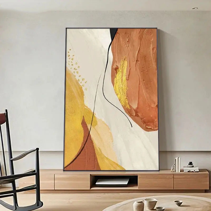 Abstract Yellow Beige Terracotta Canvas Wall Art