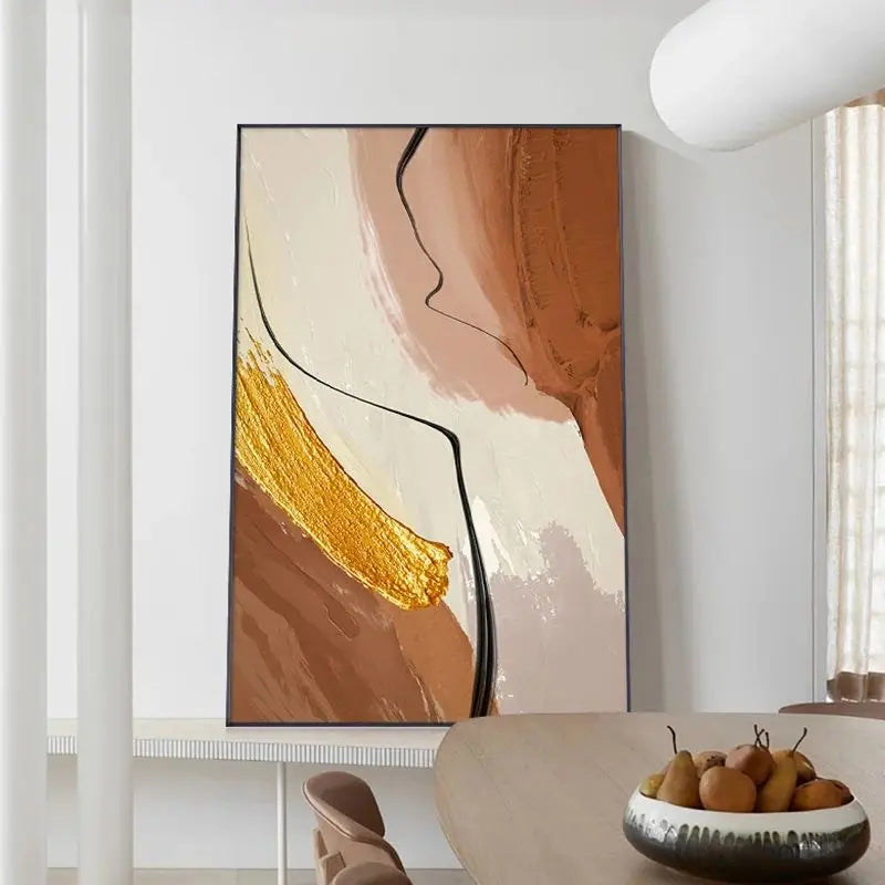 Abstract Yellow Beige Terracotta Canvas Wall Art