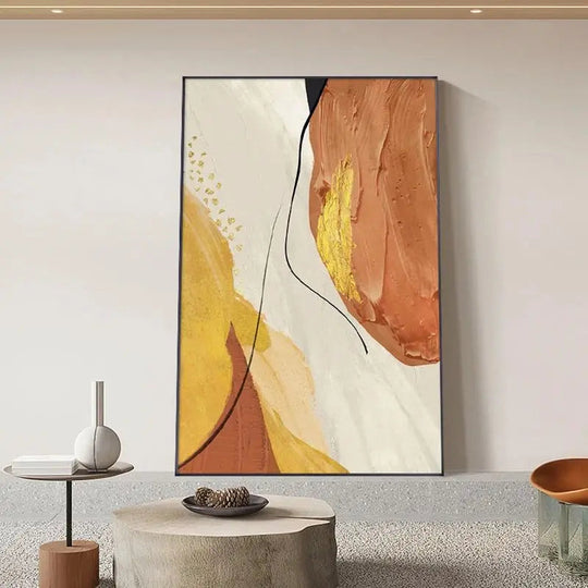 Abstract Yellow Beige Terracotta Canvas Wall Art