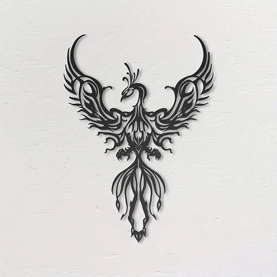 Fire Phoenix Black Metal Wall Art Decor