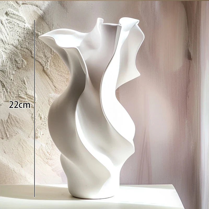 Nordic White Minimalist Ceramic Vase for Dried Floral Decor