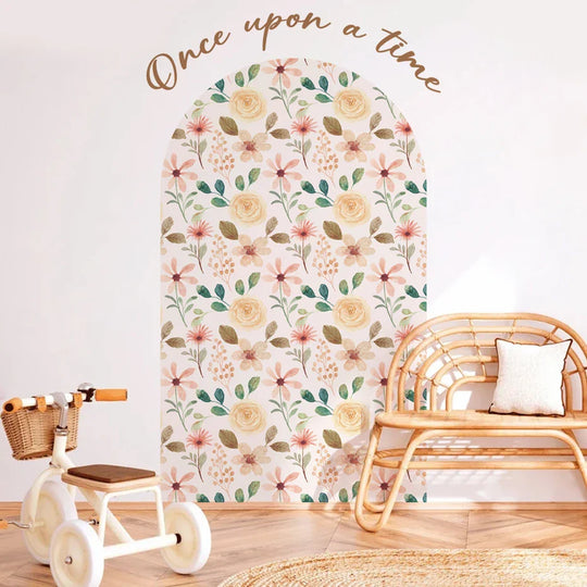 Once Upon A Time Boho Rose Floral Wall Mural Decal