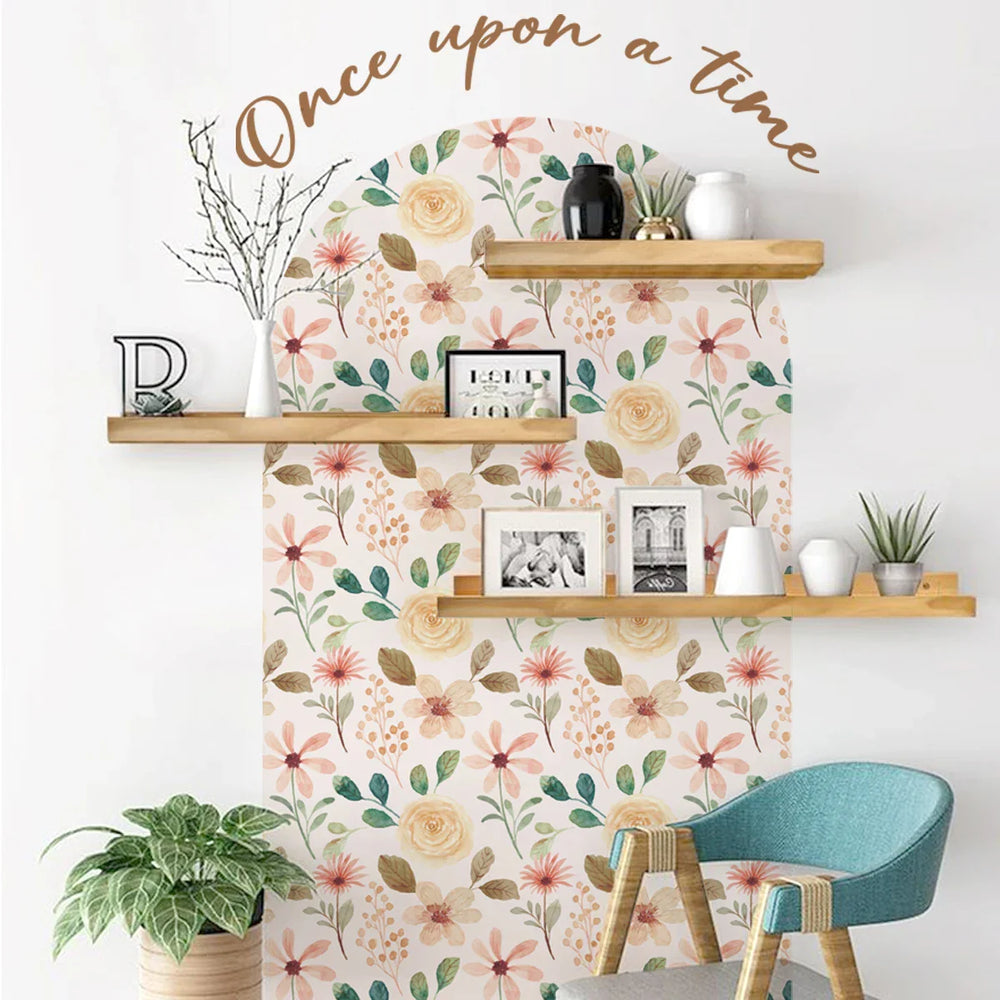Once Upon A Time Boho Rose Floral Wall Mural Decal