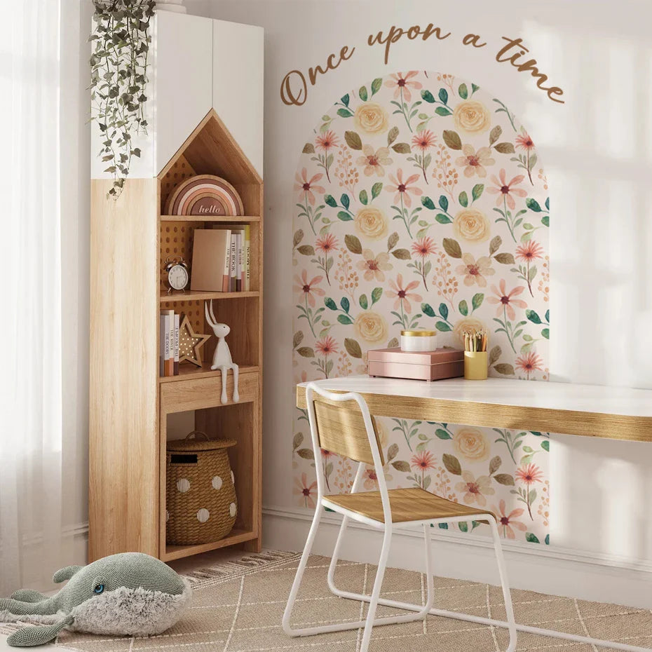 Once Upon A Time Boho Rose Floral Wall Mural Decal