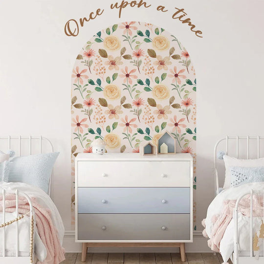 Once Upon A Time Boho Rose Floral Wall Mural Decal