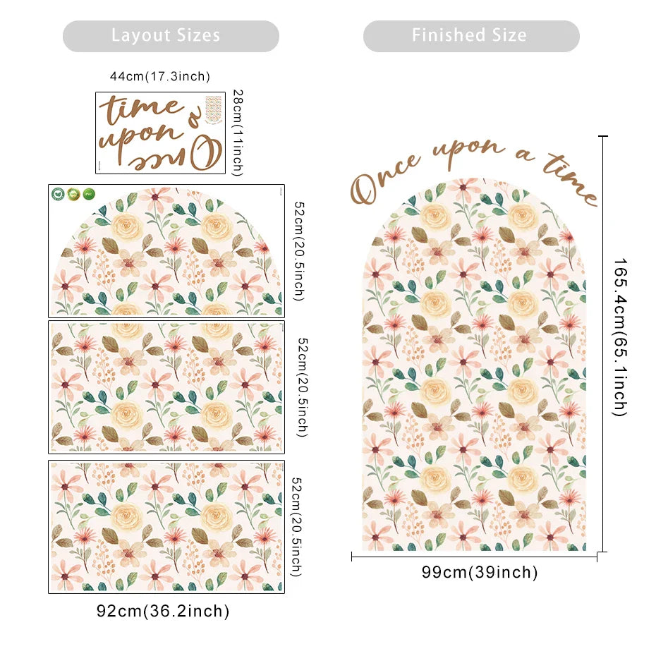 Once Upon A Time Boho Rose Floral Wall Mural Decal