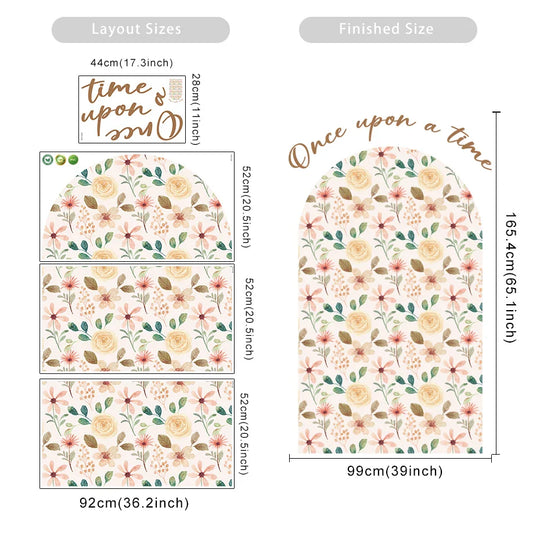 Once Upon A Time Boho Rose Floral Wall Mural Decal