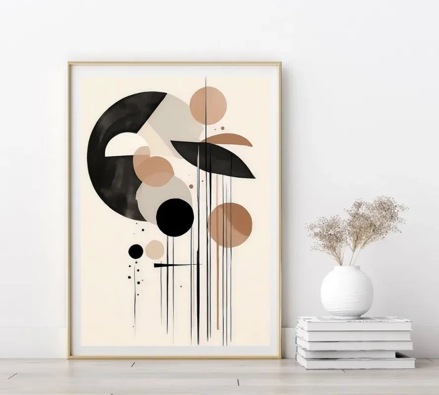 Oriental Zen Botanical Moon Sun Abstract Canvas Wall Art