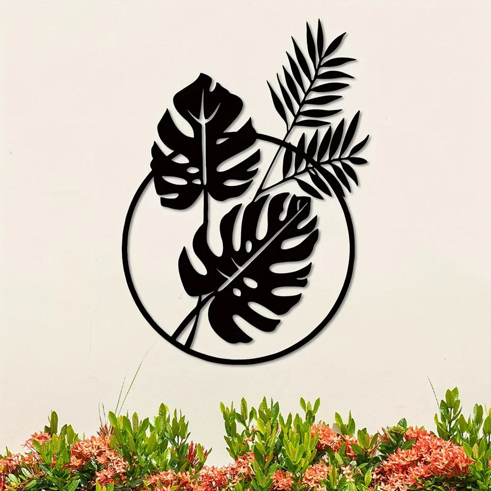 Palm Leaves Silhouette Black Metal Wall Art Decor