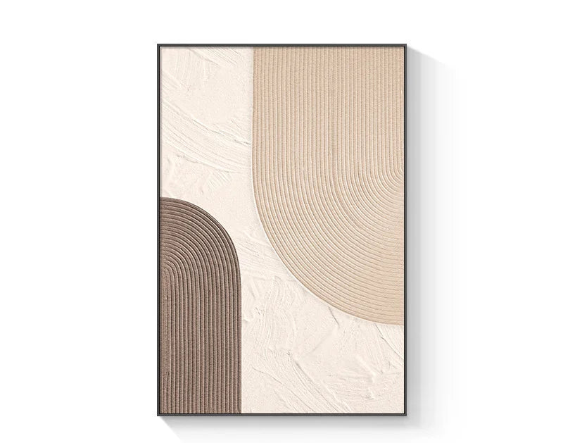 Pastel Beige Abstract Minimalist Geometric Canvas Wall Art Unframed
