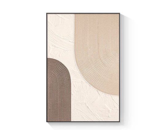Pastel Beige Abstract Minimalist Geometric Canvas Wall Art Unframed