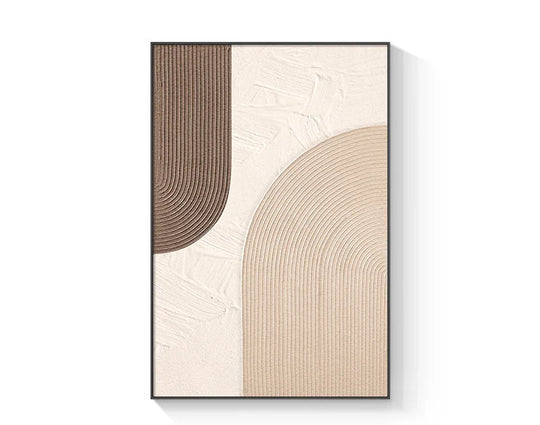 Pastel Beige Abstract Minimalist Geometric Canvas Wall Art Unframed