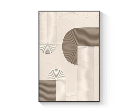 Pastel Beige Abstract Minimalist Geometric Canvas Wall Art Unframed