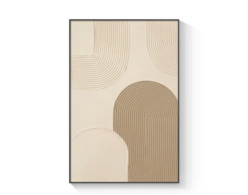 Pastel Beige Abstract Minimalist Geometric Canvas Wall Art Unframed