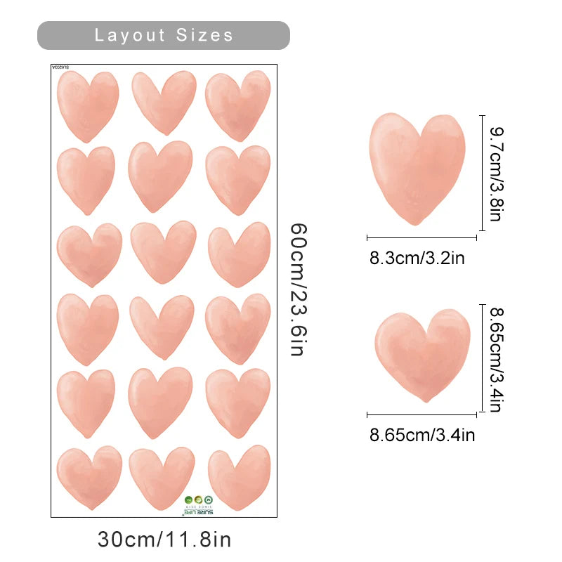 Pastel Pink Heart Wall Stickers