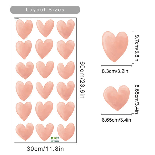 Pastel Pink Heart Wall Stickers