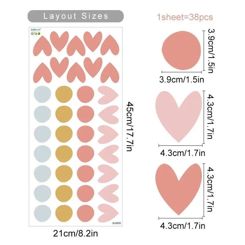 Pastel Pink Heart Wall Stickers
