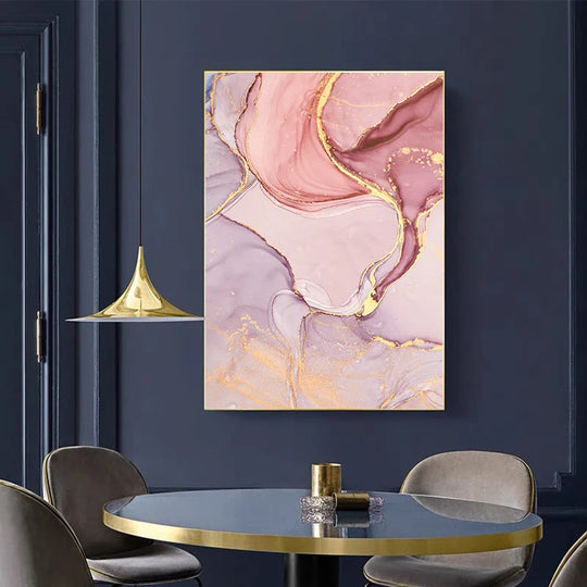 Set of 3 Pink Purple Agate Abstract Canvas Wall Art