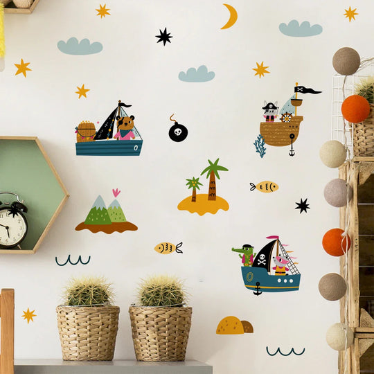 Pirate Ships And Desert Island Wall Decals For Kids Room