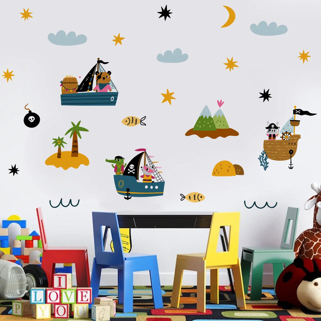 Pirate Ships And Desert Island Wall Decals For Kids Room
