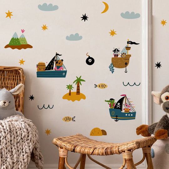 Pirate Ships And Desert Island Wall Decals For Kids Room