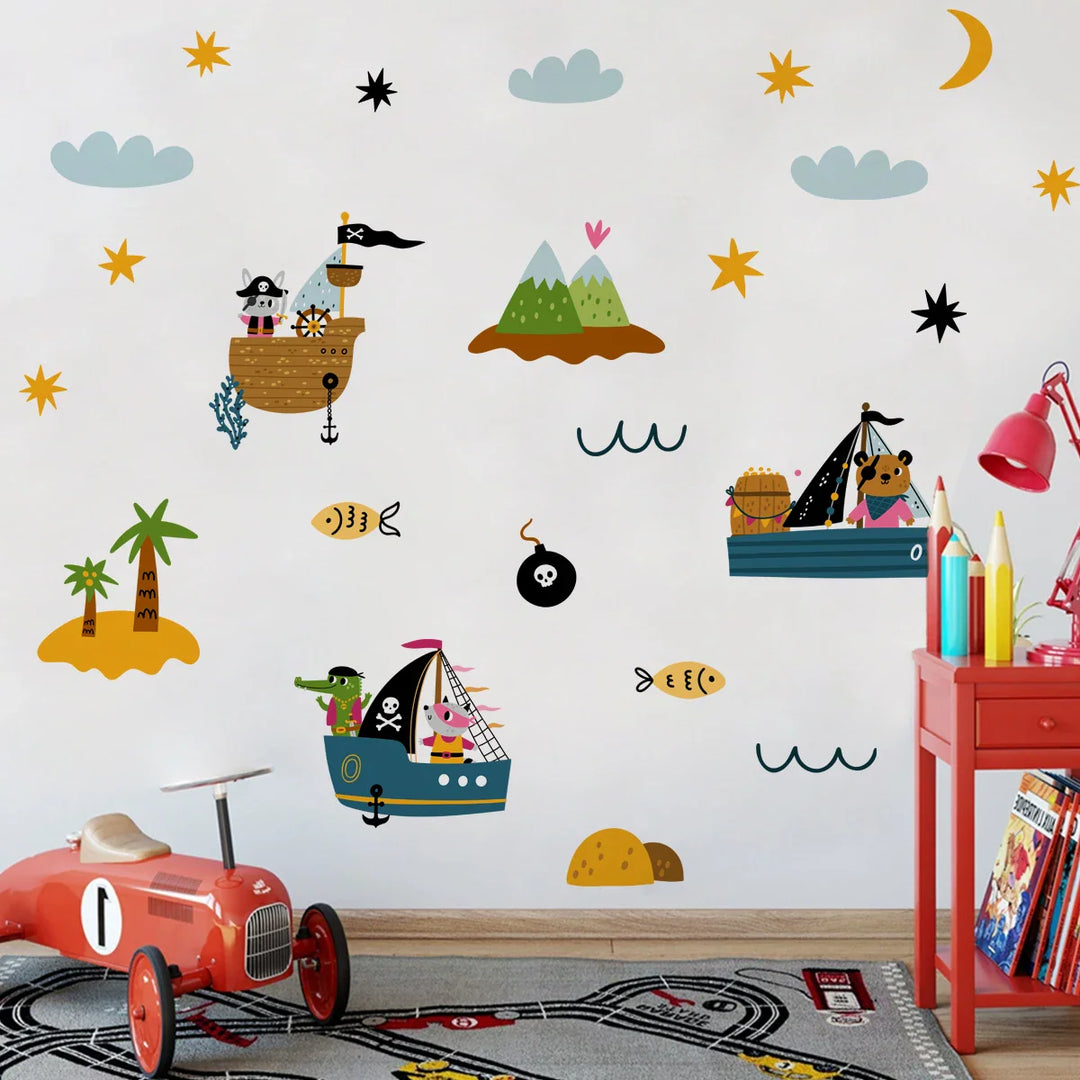Pirate Ships And Desert Island Wall Decals For Kids Room