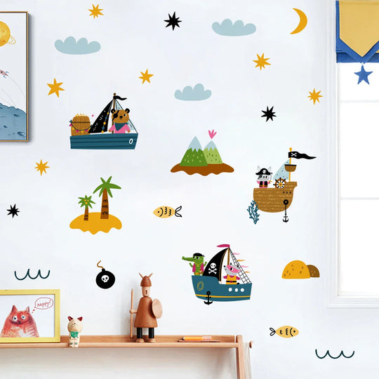 Pirate Ships And Desert Island Wall Decals For Kids Room