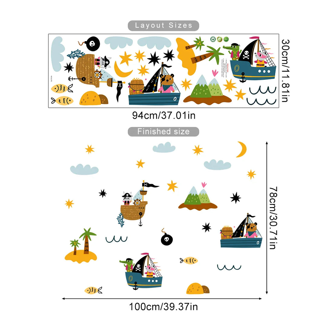 Pirate Ships And Desert Island Wall Decals For Kids Room