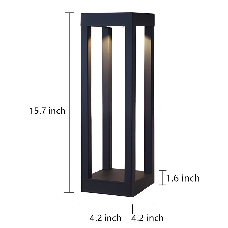 Black Aluminum Garden LED 7W 4-Beam Landscape Bollard Lights