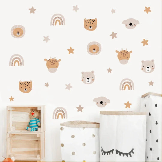 Rainbow Bear And Star Wall Decals For Kids Room Decor