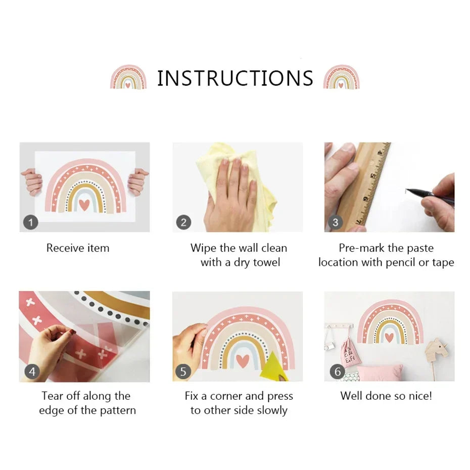 Rainbow Bear And Star Wall Decals For Kids Room Decor