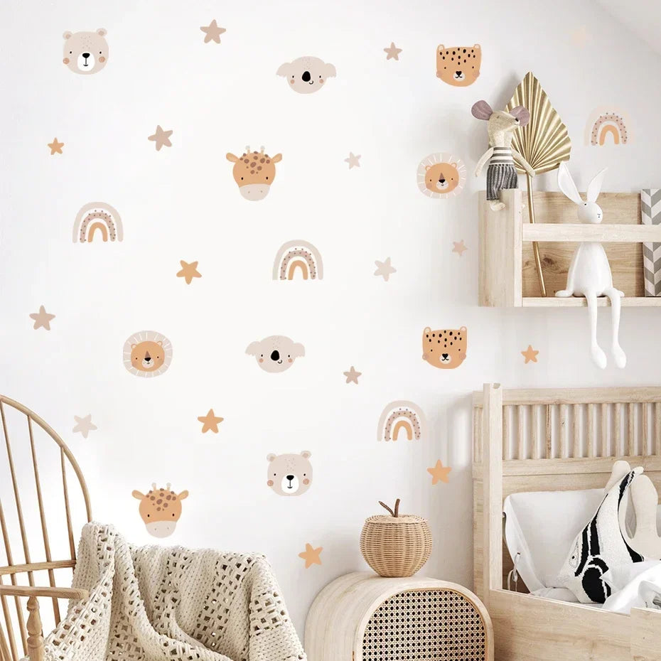 Rainbow Bear And Star Wall Decals For Kids Room Decor