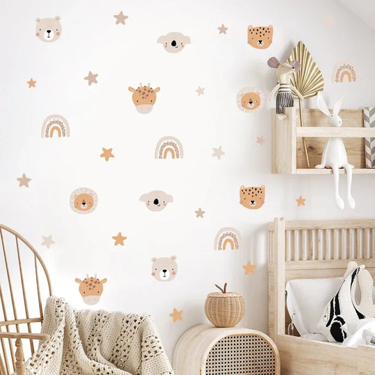 Rainbow Bear And Star Wall Decals For Kids Room Decor