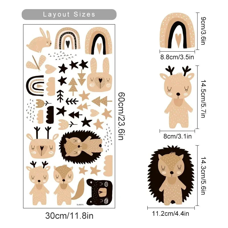 Rainbow Bear And Star Wall Decals For Kids Room Decor