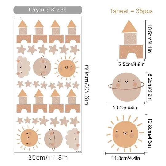 Rainbow Bear And Star Wall Decals For Kids Room Decor