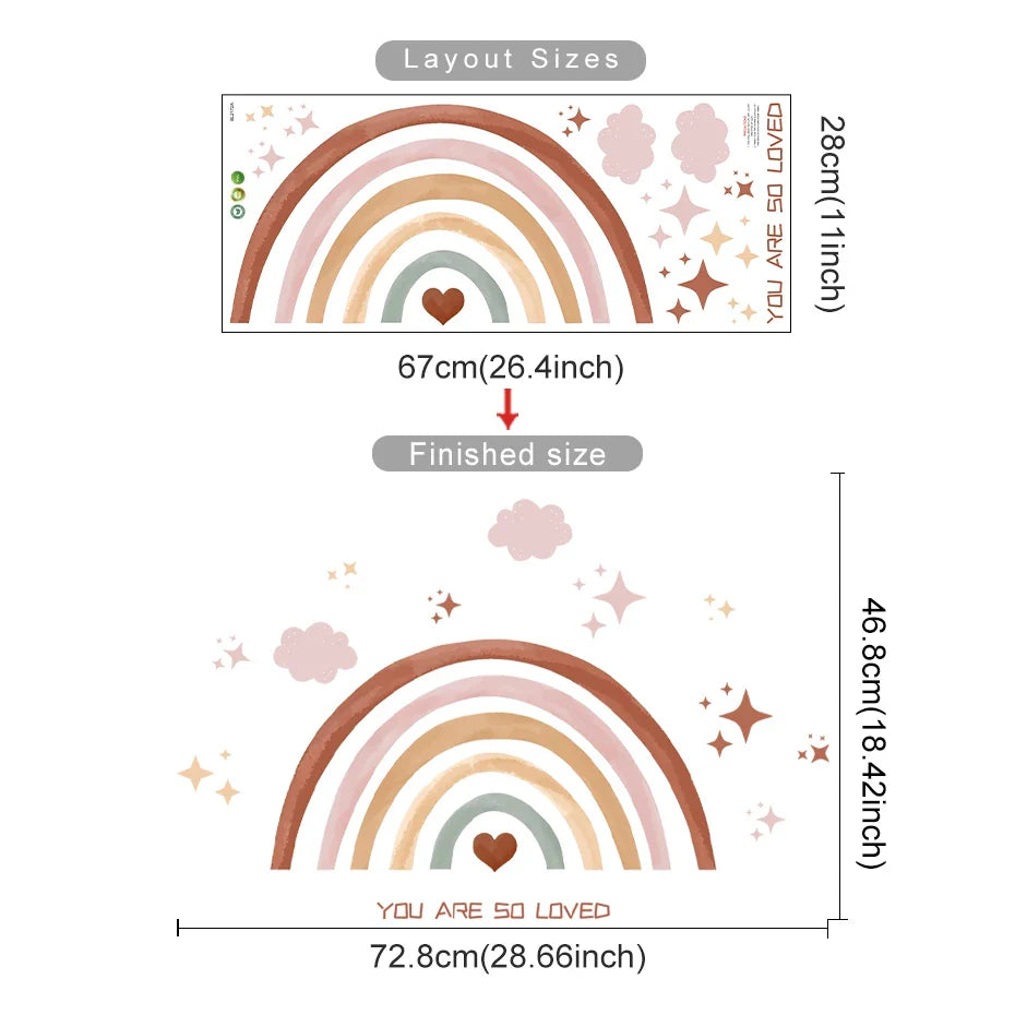 Rainbow Clouds And Stars Loving Quote Wall Decals For Nursery