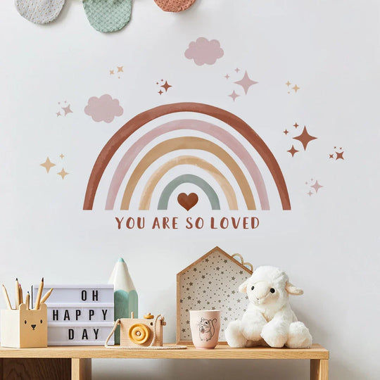 Rainbow Clouds And Stars Loving Quote Wall Decals For Nursery