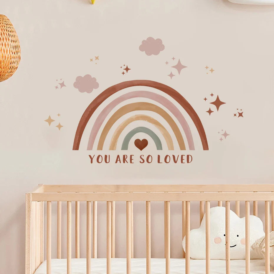 Rainbow Clouds And Stars Loving Quote Wall Decals For Nursery