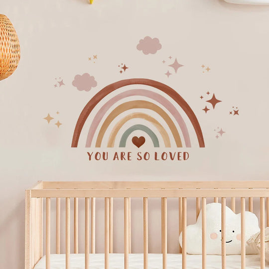 Rainbow Clouds And Stars Loving Quote Wall Decals For Nursery