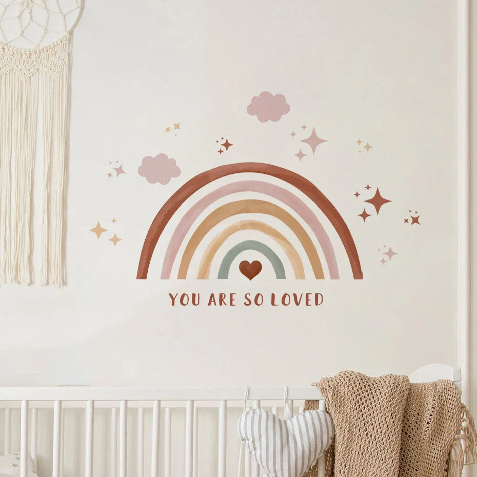 Rainbow Clouds And Stars Loving Quote Wall Decals For Nursery